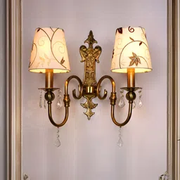 Fos Lighting Gold-Toned & White Printed Aluminium Frustum Shaped Wall Lamp-picture-12