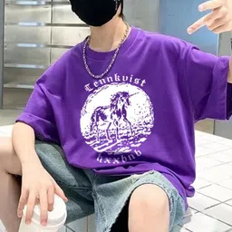 Xsole Boys Graphic Printed Round Neck Cotton Oversized T-shirt-picture-5
