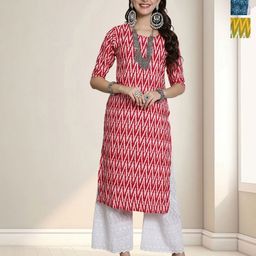 HERE&NOW Selection Of 3 Ethnic Motifs Printed Round Neck Straight Kurtas-5