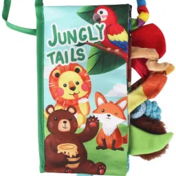 Jungle Tails Cloth Book Sensory Toy for Babies 6 12 Months with 3D Tails-5