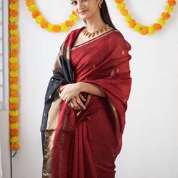 Marziyaa Banarasi Silk Cotton Woven Design Zari Traditional Celebrity Saree-37
