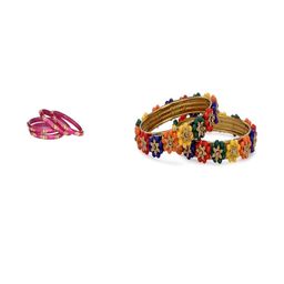 SOMIL Set of 6 Artificial Stones Studded Glass Bangles-image-53