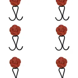 IndianShelf 6 Pcs Ceramic Rose Key Hooks Hangers for Clothes Wall Mounted-image-26