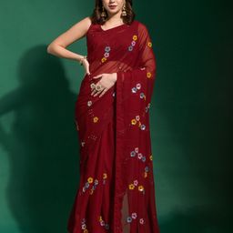 Moda Rapido Embellished Sequinned Pure Georgette Saree-image-9