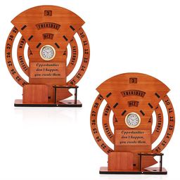 Kuber Industries Brown & Black 2 Pieces Contemporary Wooden Rotating Table Clock-31