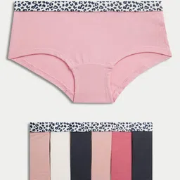 Marks & Spencer Girls Pack Of 7 Animal Printed Cotton Hipster BriefsT712022DMULTI-picture-20