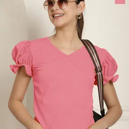 Metronaut Women Pack Of 2 Puff Sleeve Peplum Top-picture-49