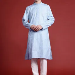 MANQ Men Geometric Thread Work Kurta image 1