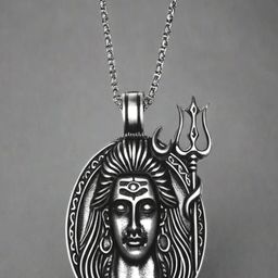 Anvika Unisex Stainless Steel Spiritual Shiv Pendant Chain-46