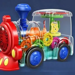 Transparent Gear Train Toy with 3D Shining Light Effects, Train Sound and Music Toy Electric Train Special Gift for Kids Playful Bump and Go-27