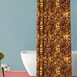 ArtzFolio Brown & Yellow Abstract Printed Waterproof Shower Curtain-3