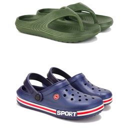 PENNEN Men Pack Of 2 Self-Designed Clogs & Thong Flip-Flops-picture-14