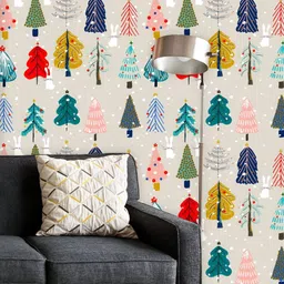 ArtzFolio Printed UV-Resistant Anti-Bacterial Christmas Trees And Rabbit Peel & Stick Wallpaper-image-33