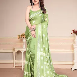 SUPERLAXMI Batik Pure Chiffon Block Printed Saree-picture-3