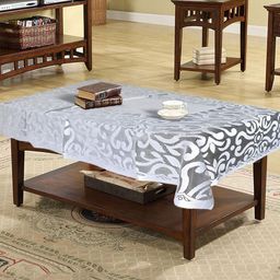 Kuber Industries White Floral Cotton 4-Seater Table Cover-30