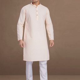 DIVISIVE Men Geometric Embroidered Regular Thread Work Kurta with Pyjamas-image-97