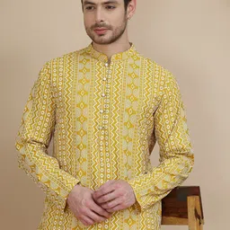 Jompers Men Ethnic Motifs Printed Straight Kurta With Pyjama-26