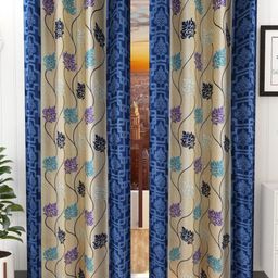 Galaxy Home Decor Blue 2 Pieces Floral Window Curtain-image-67
