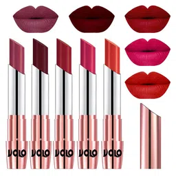 VOLO Set Of 5 Creme Matte Lipstick-3.5 g Each-Cherry, Maroon, Red, Passion Pink, Orange-image-86