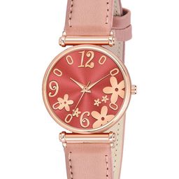 Gopal Shopcart Unisex Patterned Dial & Straps Analogue Watch C34RG R3RED Peach Leather-image-58