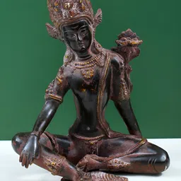 Exotic India Black & Gold Toned Lord Indra Religious Brass Idol Showpiece-image-49