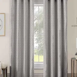 Aura Grey & Cream-Coloured 2 Pieces Printed Room Darkening Door Curtains-image-53