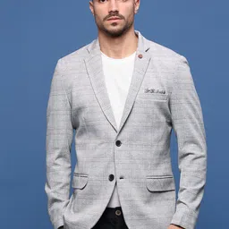SHOWOFF Men Checked Slim Fit Single Breasted Casual Blazers-image-3