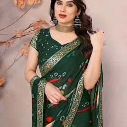 KALINI Printed Zari Bandhani Saree-11