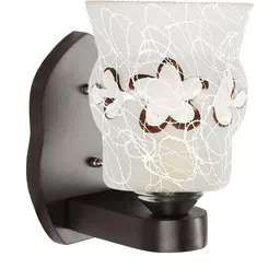 Somil Premium Designer Glass Wall / Night Lamp Elegant & Stylish Dcor Accent for Modern Interiors, color- Brown, White, Size:- 21.5 X 28 X 31.5 CM-28