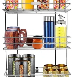Utensil Kitchen Rack 3 Layer Wall Mount Stainless Steel Multipurpose Storage Rack Steel-picture-15