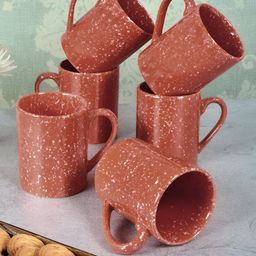 FABINALIV Brown & Cream-Coloured Printed Ceramic Glossy Mugs Set of Cups and Mugs-26