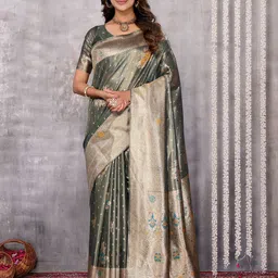 KALINI Ethnic Motifs Zari Banarasi Saree-image-85