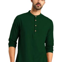 Yugnik Cotton Mandarin Collar Slim Fit Short Kurta-image-101