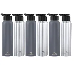 Speedex Silver & Black 6 Pieces Stainless Steel Water Bottle - 1000 ml Each-image-54