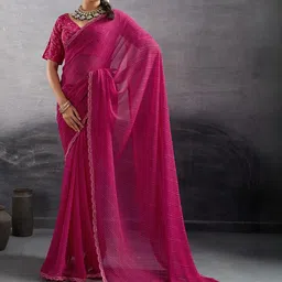 DIVASTRI Striped Georgette Saree With Blouse Piece-picture-14
