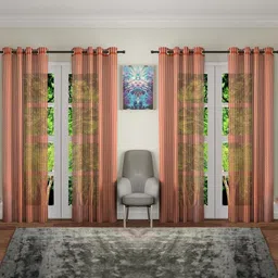 BELLA TRUE 213 cm (7 ft) Polyester Transparent Door Curtain (Pack Of 4) (Self Design, Rust)-image-87
