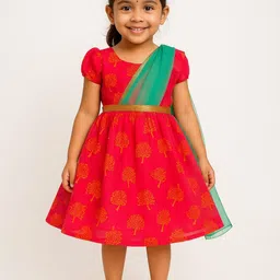 BAESD Embellished Puff Sleeve Fit & Flare Dress-55