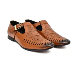 G L Trend Tan Synthetic Leather Sandals-image-79
