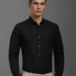 Louis Philippe Men Classic Fit Spread Collar Solid Cotton Formal Shirt-image-19