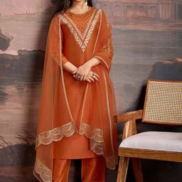 KALINI Women Ethnic Motifs Embroidered Kurta with Trousers & Dupatta-image-51