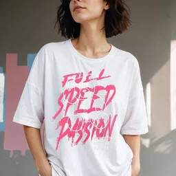 DressBerry Typography Printed Drop-Shoulder Sleeves Oversized Cotton T-shirt-image-23