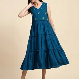 Shedika Floral Embroidered A-Line Dress-image-37