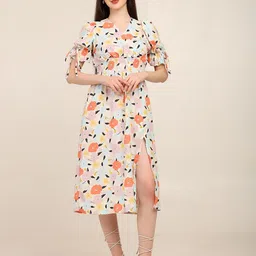 7OUNCE Women 1 Floral Print Fit & Flare Midi Dress-image-90