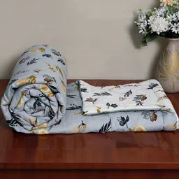 REALDREAM White & Grey Floral AC Room Double Bed Comforter-picture-27
