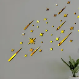 VAH Kya Bat Hai !! Yellow Dropping Star With Star Design Wall Stickers-image-84