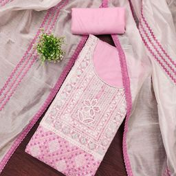 HERE&NOW Bandhani Printed Thread Work Modal Silk Unstitched Dress Material-image-9