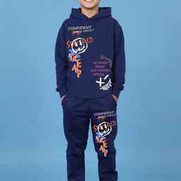 YK X Trampoline Boys Printed Hooded Sweatshirt With Jogger-image-29
