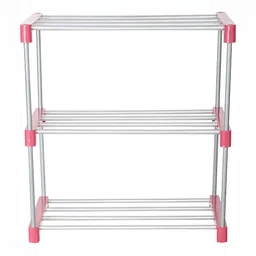 Decent Hut Pink 3 Layer Rectangle Stainless Steel Shoe Rack-71