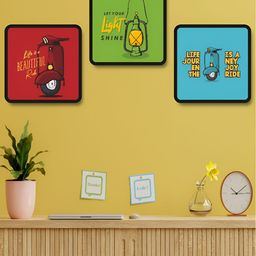 SAF Blue & Red 3 Piece Wood Abstract Wall Art-image-65