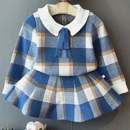 Little Surprise Box LLP Girls Checked Top with Skirt-image-34